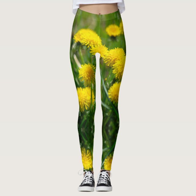 Blume Dandelion Gelb grün Leggings (Vorderseite)