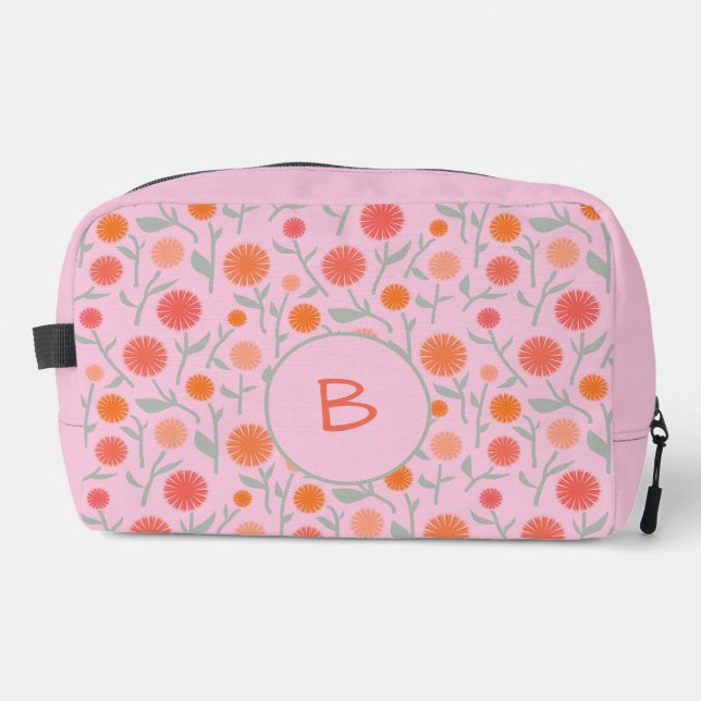 Blume Dandelion Monogram Personalisiert Waschbeutel (Vorderseite)