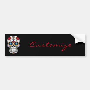 Blume Decorated Human Skull Art Thunder_Cove Autoaufkleber