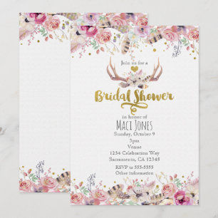 Blume & Deer Antlers Bridal Dusche Einladungen