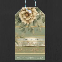 Blume-Dekodierungstag "Sage green gold" Geschenkanhänger