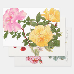 Blume Dekoupage Trio Set Illustrationen Geschenkpapier Set
