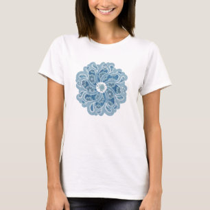 Blume & Denim verblasste Aqua-Designer T-Shirt