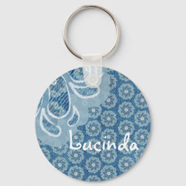 Blume & Denim verblasste Aqua Name Schlüsselanhäng Schlüsselanhänger