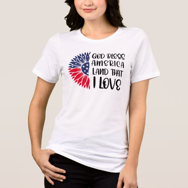 Blume der amerikanischen Flagge mit dem Segen des  Tri-Blend Shirt (Vorderseite)