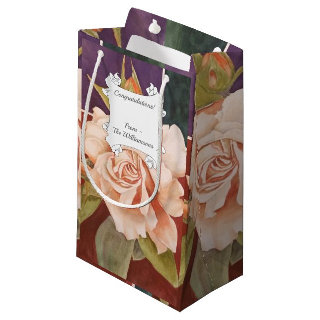 Blume der antiken Rose Kleine Geschenktüte (Vorderseite Schrägansicht)