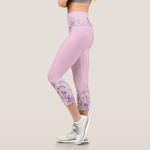 Blume der Aquarellbilder in Rosa Capri Leggings