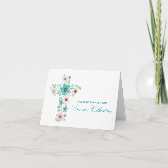 Blume der Aquarellfarben: Erste Kommunalnoten Dankeskarte (Vorderseite)
