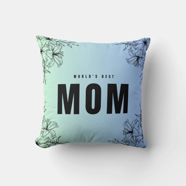 Blume der besten Mama der Welt Blütenschwarz Kissen (Vorderseite)