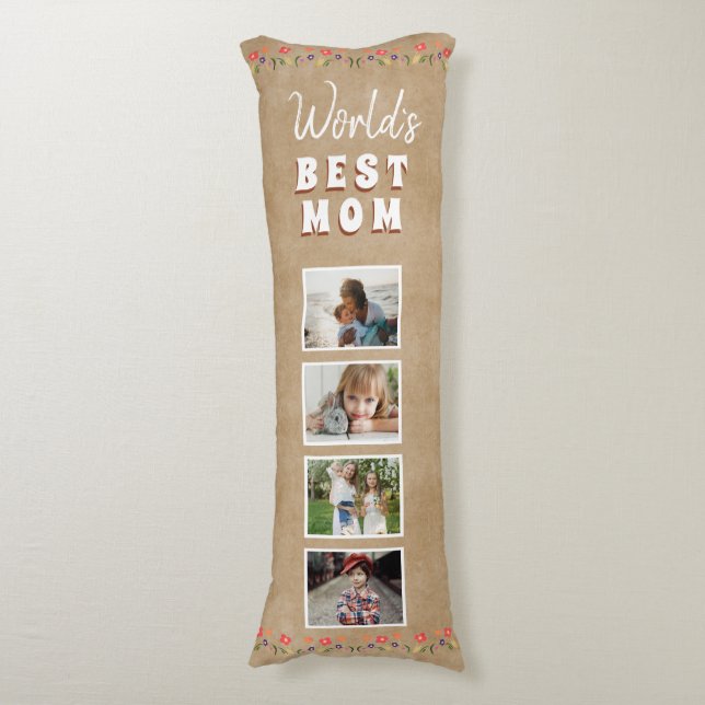 Blume der besten Mama der Welt Rustikales Foto Seitenschläferkissen (Vorderseite Vertikal)