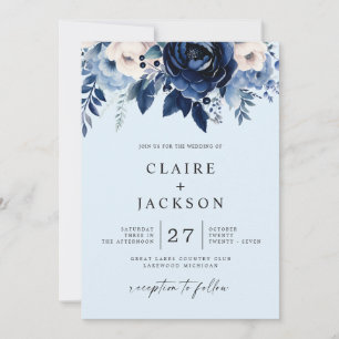Blume der Blauen Hochzeit Einladung