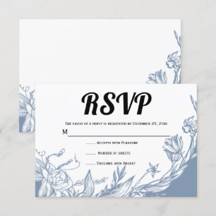 Blume der blauen Linie RSVP Karte