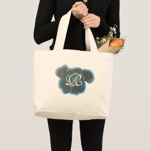 Blume der blauen Rose, Monogramm-Tragetaschen, Vor Jumbo Stoffbeutel