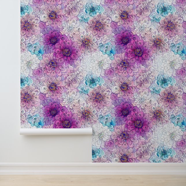 Blume der Blumenkolorwand Tapete (Anwendung)