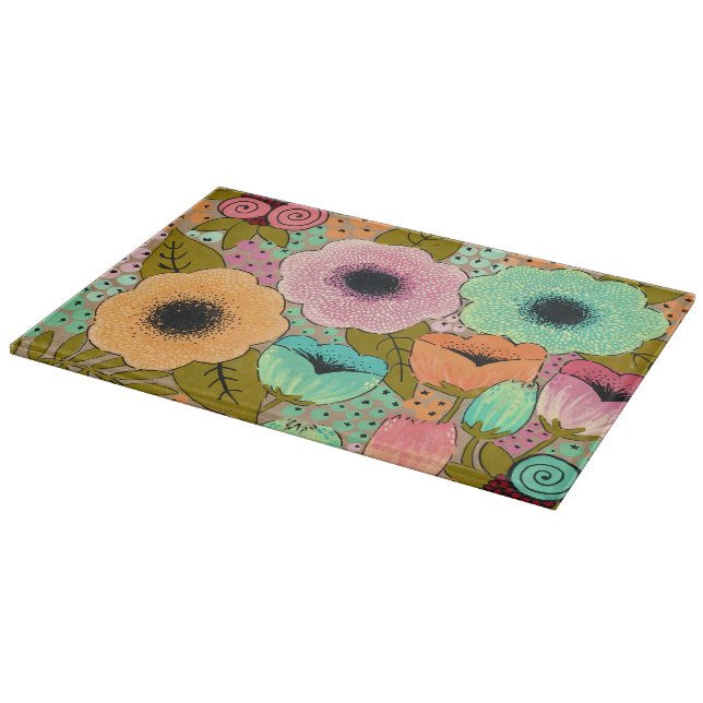 Blume der Blumenmalerei Künstler Pip Gerard Schneidebrett (Ecke)