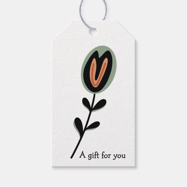Blume der einfachen Retro Folk Geschenkanhänger (Vorderseite)