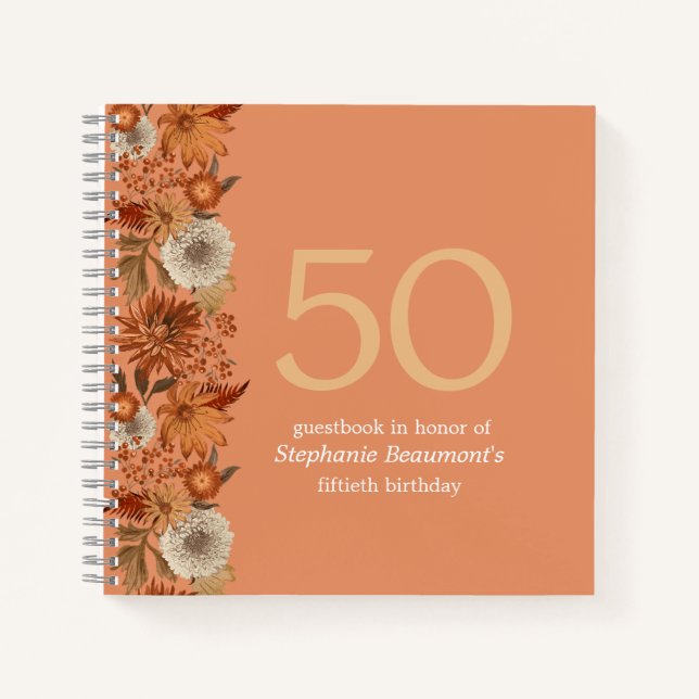 Blume der Frau im Herbst 50. Geburtstag Notizbuch (Vorderseite)