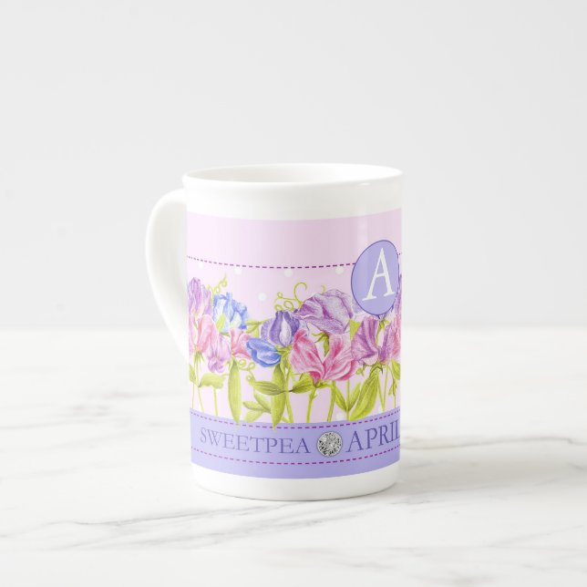 Blume der Geburt und Gem April Knochen China Tasse (Vorderseite Links)