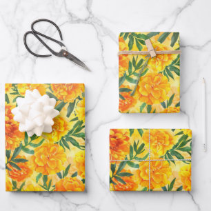 Blume der gelben und orangen Marigold-Art Geschenkpapier Set