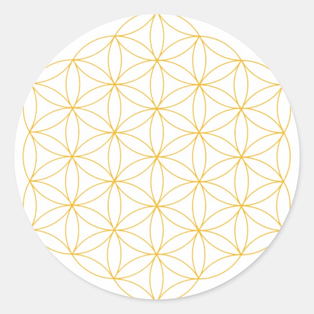 Blume der Gold-Line von Life Runder Aufkleber (Vorderseite)