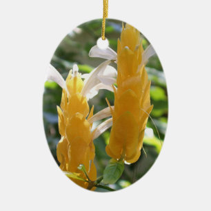 Blume der Goldenen Garnelen-Pflanze Keramik Ornament