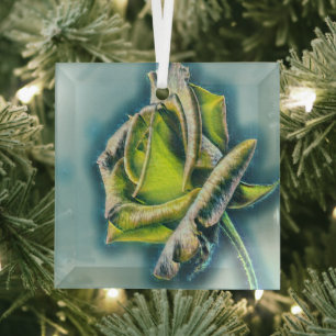 Blume der grünen Rose Ornament Aus Glas