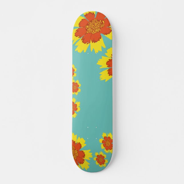 Blume der gürtelförmigen Coreopse Gelb und Orange Skateboard (Vorne)