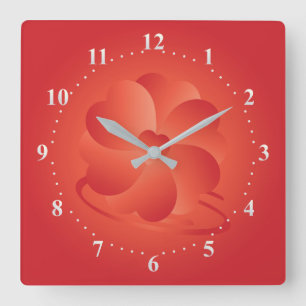 Blume der Herzen Quadratische Wanduhr