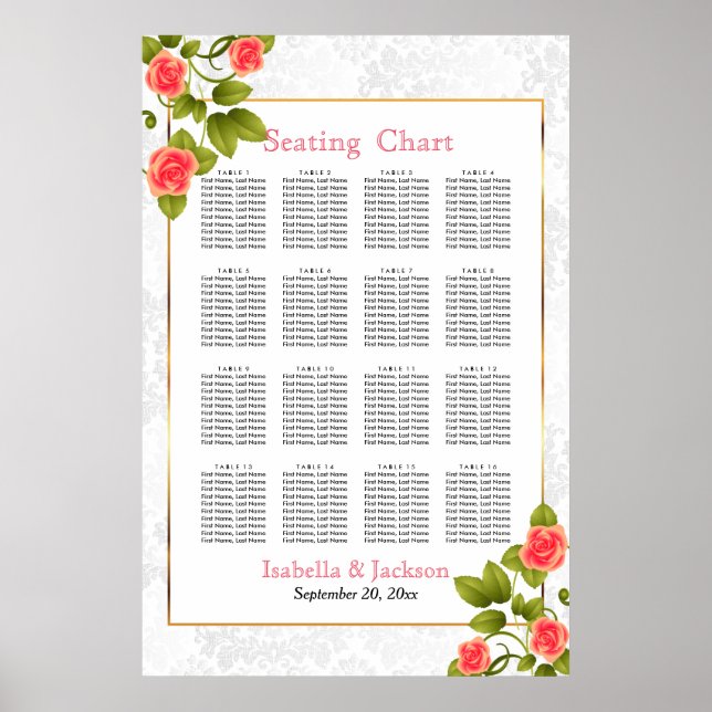 Blume der hübschen Rose der Korallen - Sitzkarte Poster (Vorne)