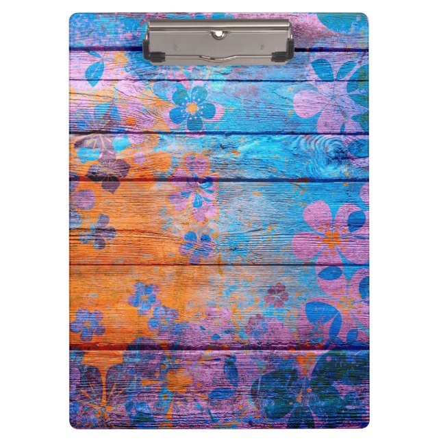 Blume der Kunstfarben auf Holz Klemmbrett (Vorderseite)