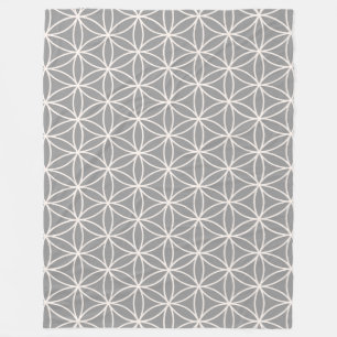 Blume der Leben-Creme auf grauem Muster Fleecedecke