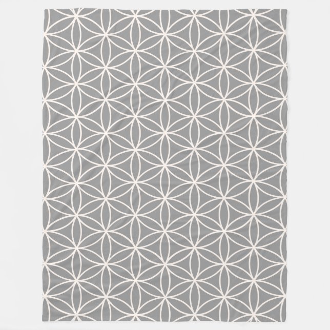 Blume der Leben-Creme auf grauem Muster Fleecedecke (Vorderseite)