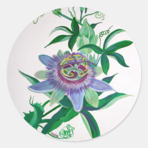 Blume der Leidenschaft Botanische Kunst Runder Aufkleber