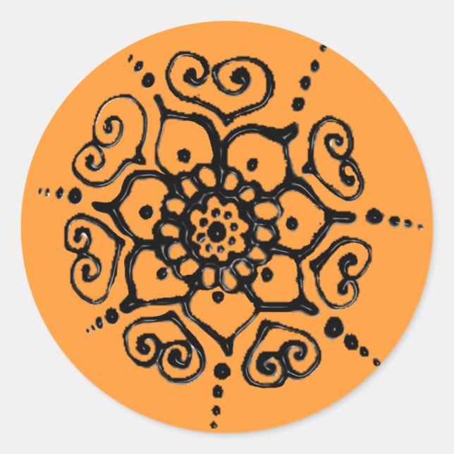 Blume der Liebe (Henna) Runder Aufkleber (Vorderseite)