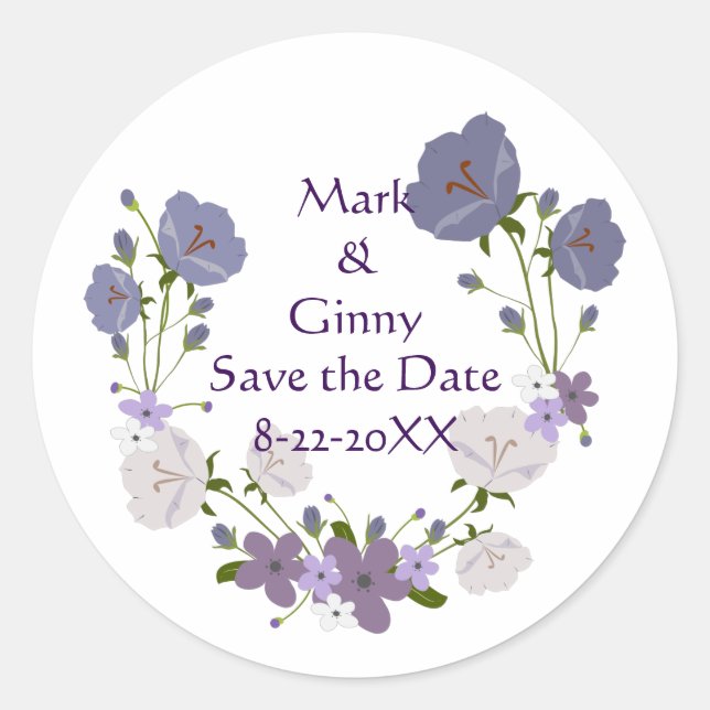 Blume der lila Orchideen Save the Date Runder Aufkleber (Vorderseite)