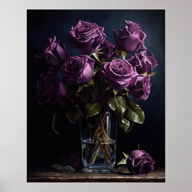 Blume der lila Rose Art Print Poster (Vorne)