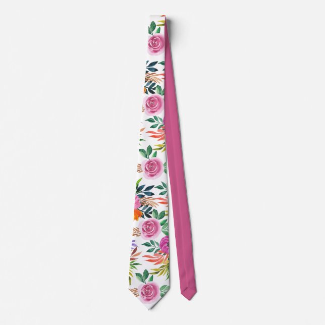 Blume der lila Rose Blumenmuster Krawatte (Vorderseite)