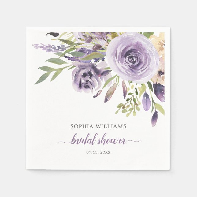 Blume der lila Rose Brautparty Napkins Serviette (Vorderseite)