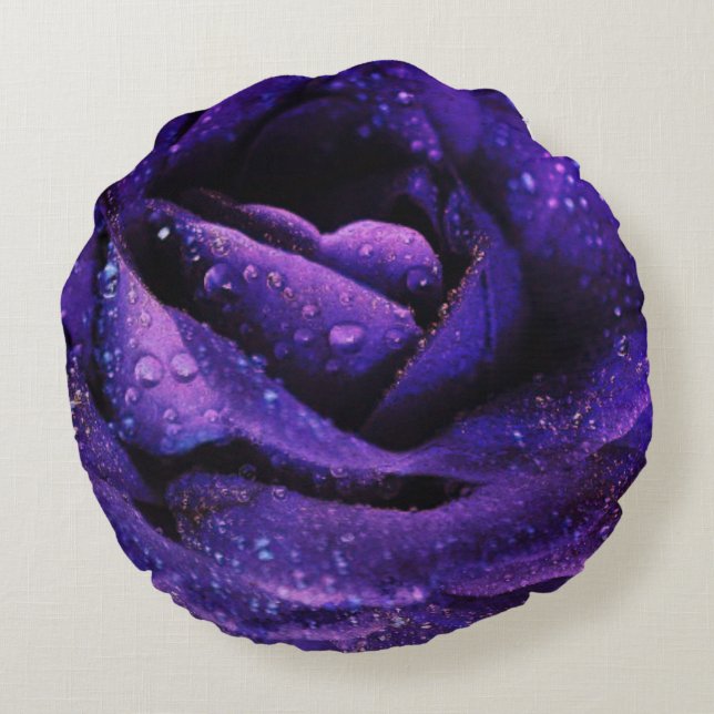 Blume der lila Rose Rundes Kissen (Rückseite)
