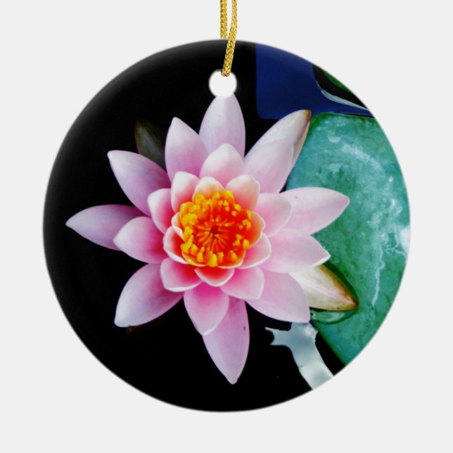 Blume der Lilie (Pink und Orange) Keramikornament (Vorne)