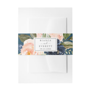Blume der Marine   Blue Wedding Einladungsbanderole