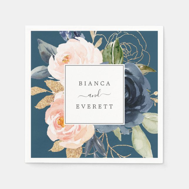 Blume der Marine | Blue Wedding Serviette (Vorderseite)