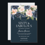 Blume der Marine & Blush Fantastische 60. Geburtst Einladung<br><div class="desc">Navy & Blush Blume Fantastische 60. Geburtstagsparty Einladung Siehe Matching Kollektion in Nest und Nest Store Wir haben auch viele andere Einladungen und Sammlungen.</div>