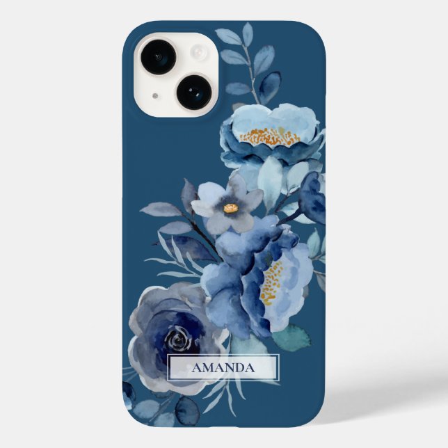 Blume der Marine | Personalisierter Name Case-Mate iPhone 14 Hülle (Rückseite)