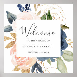 Blume der Marine White Welcome Wedding Poster