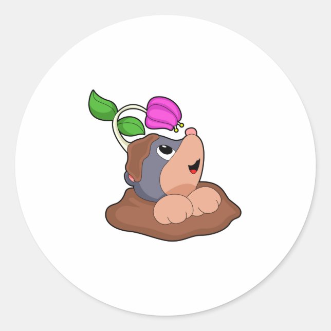 Blume der Mole Earth Runder Aufkleber (Vorderseite)