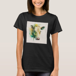 Blume der niedlichen Kuh Illustration T-Shirt