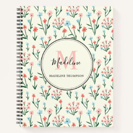 Blume der niedlichen Rose Elfenbeinrosa Monogramm Notizbuch