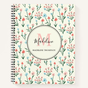 Blume der niedlichen Rose Elfenbeinrosa Monogramm Notizbuch