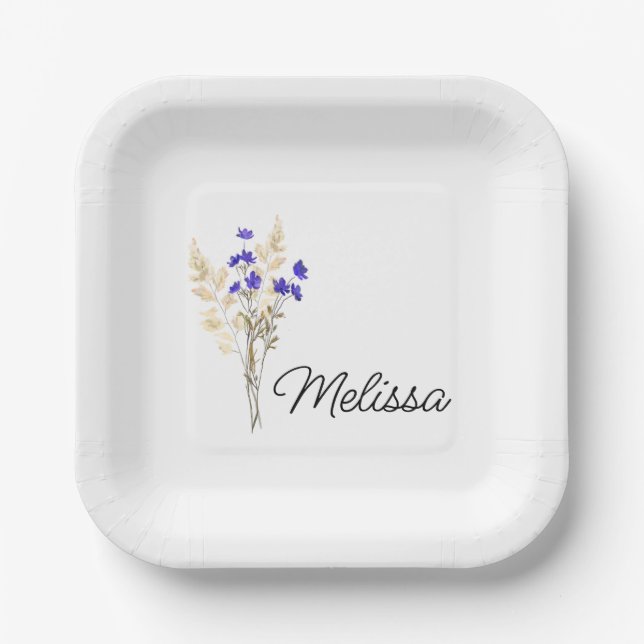 Blume der personalisierten Geburt, Blume Pappteller (Vorderseite)